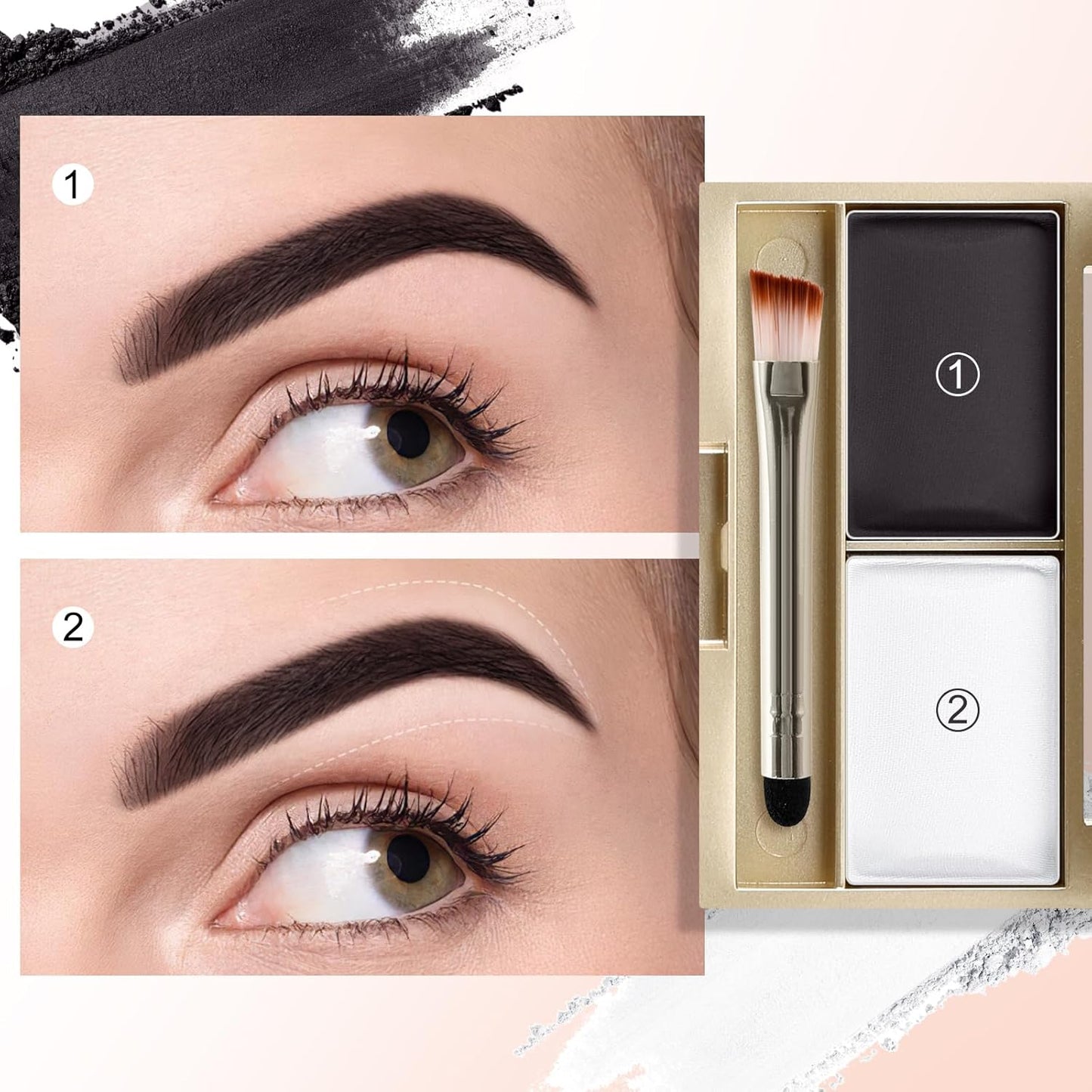 Boobeen Eyebrow Powder Kit, 2-color Waterproof Eyebrow Palette Makeup to Definer & Filler Brows, Eyebrow Color Powder Shape Natural Looking Brow - with Mirror Brush