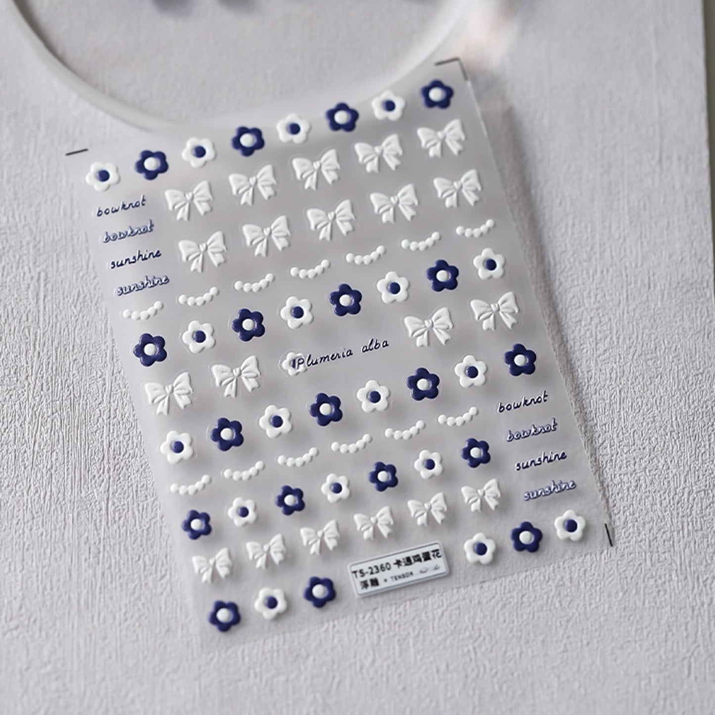 Flower Nail Stickers 5D Embossed Nail Art Stickers Decals Bows Plumeria Floral Nail Design Stickers for Women Girls Self-Adhesive Nail Art Decoration(1, Plumeria)