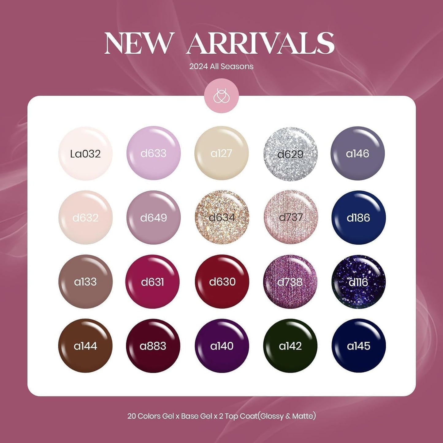 beetles Gel Nail Polish Set 20 Colors Fall Winter Neutral Shimmer Red Nude Brown Gel Polish Kit with Base Matte and Glossy Top Coat Soak off Uv Lamp Manicure Set Gift for Women Sophisticated Charm