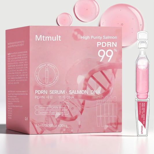 Mtmult PDRN Serum, Salmon DNA Serum - Korean Skin Care Anti-Aging Ampoule with 99% Salmon DNA PDRN, Collagen & Hyaluronic Acid, 0.05 fl.oz x 30e, Firming & Moisturizing - Fuses Salmon DNA Power