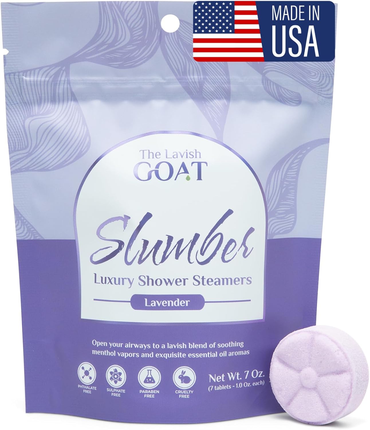 TLG Slumbers Shower Steamers Aromatherapy 7 Pack – USA Made with Extra Menthol, Lavender Essential Oil – Relaxing Shower Bombs for Sleep, Stress Relief & Spa – Gift for Men & Women