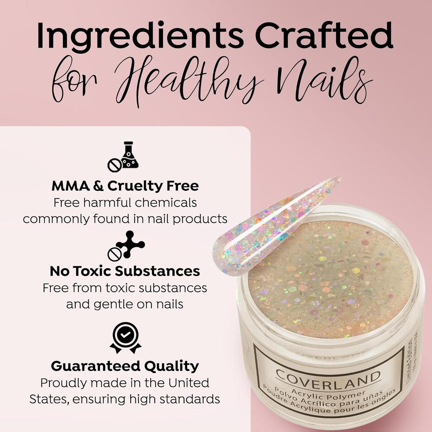 Tones Coverland Acrylic Nail Powder "Princess" - Limited Edition Acrylic Powder for Nail Design, Sculpting, and Masking Nail Bed Imperfections - Professional Acrylic Nail Supplies - (1.5 Oz)