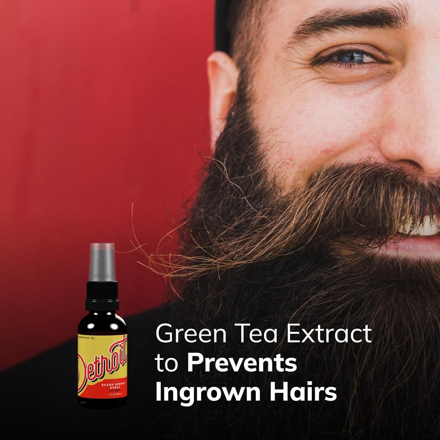 Detroit Grooming Co. Beard Growth Spray | Boost Beard Growth with Biotin, B7 & Caffeine | Hydrating Beard Care with Lavender Water, Green Tea & Glycerin | 1oz Bottles (1-pack)