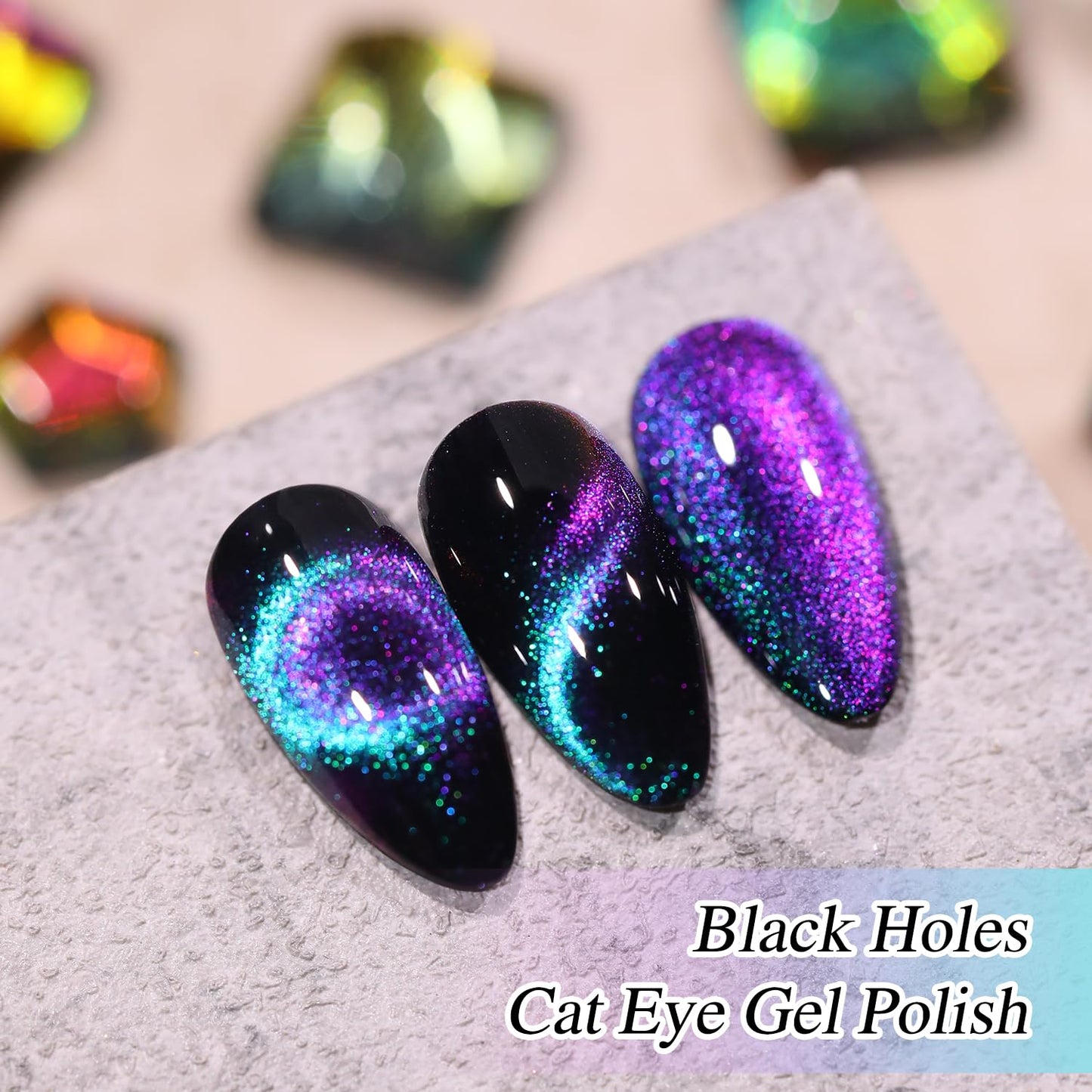 Double Rhythm 6 Colors Cat Eye Gel Polish Set Shimmer Glitter with Magnet Holographic Reflective Magnetic UV Nail Art Kit (6-Kit 27)