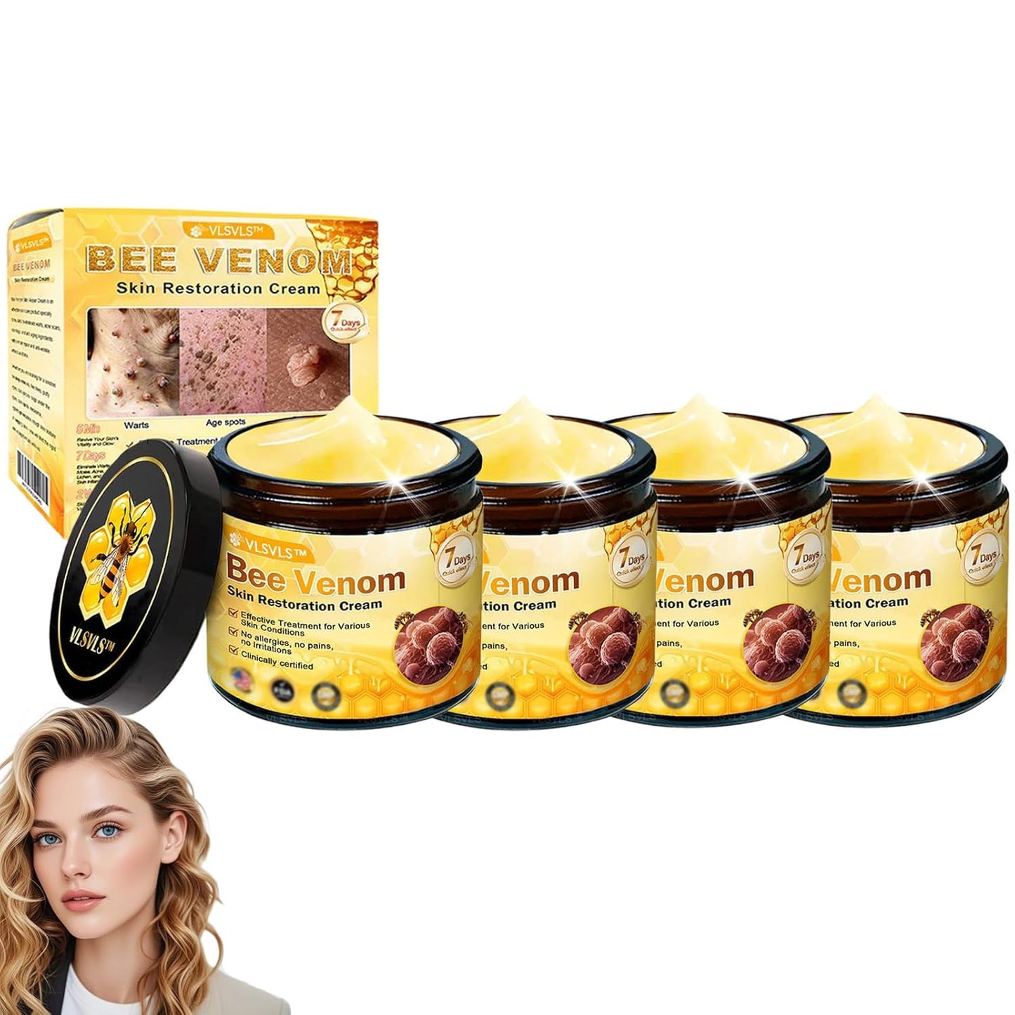 LipMaps Bee Venom skin Restoration Cream,Bee Venom Skin Treatment Cream,Deeply Moisturizing and Firming for All skin Types (4PCS)