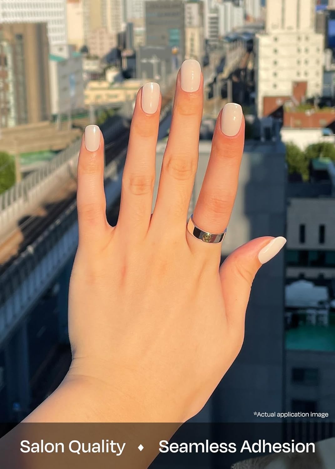 ohora Semi Cured Gel Nail Strips (N Cream Cotton) - White, Solid, Works with Any UV/LED Lamps, Salon-Quality, Long Lasting, Easy to Apply & Remove - Includes 2 Prep Pads, Nail File & Wooden Stick