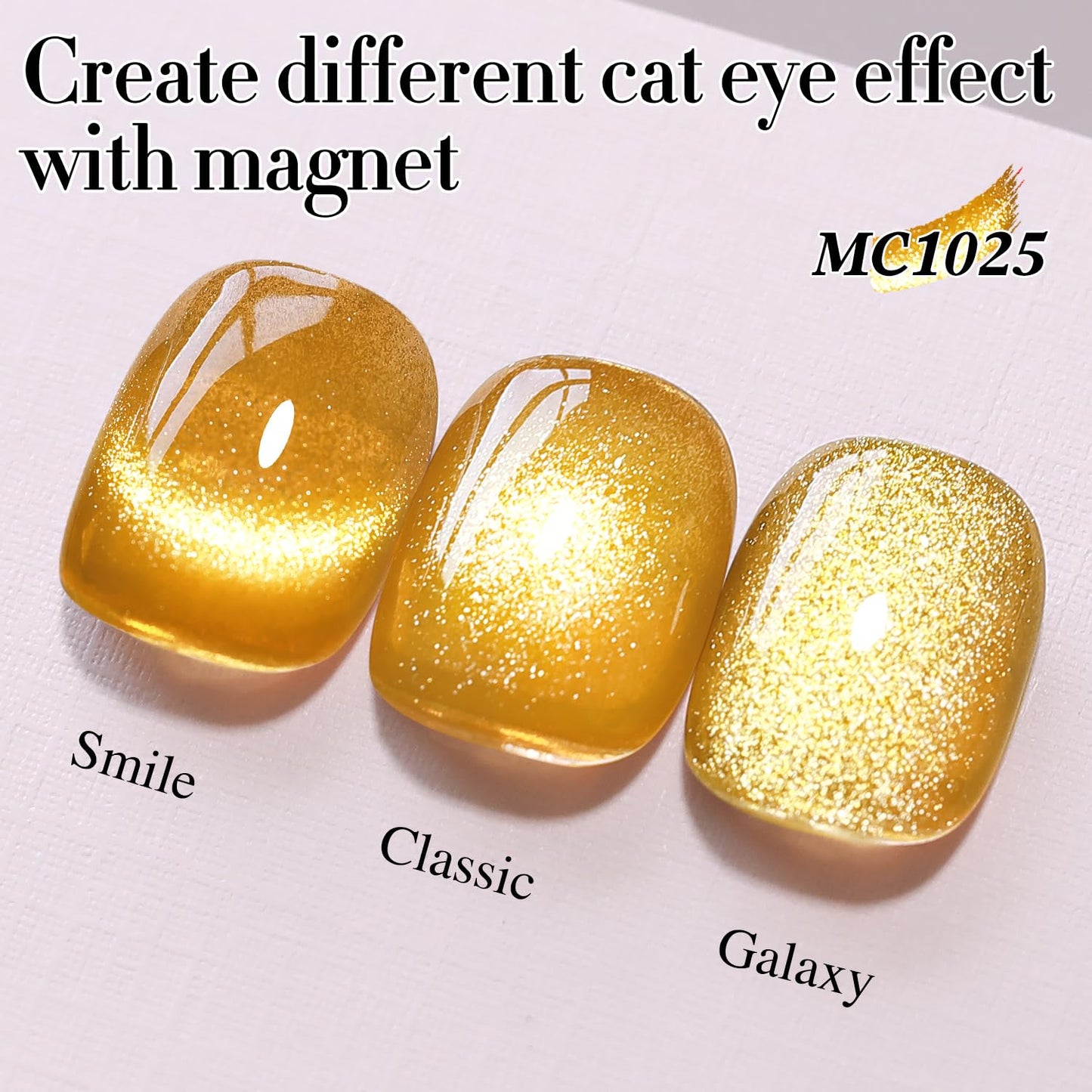 Double Rhythm Jelly Glass Cat Eye Gel Polish with Magnet 15ML Holographic Glitter Shimmer Translucent Sheer Color Magnetic Nail Polish Salon DIY at Home (Gold Cat-MC1025)