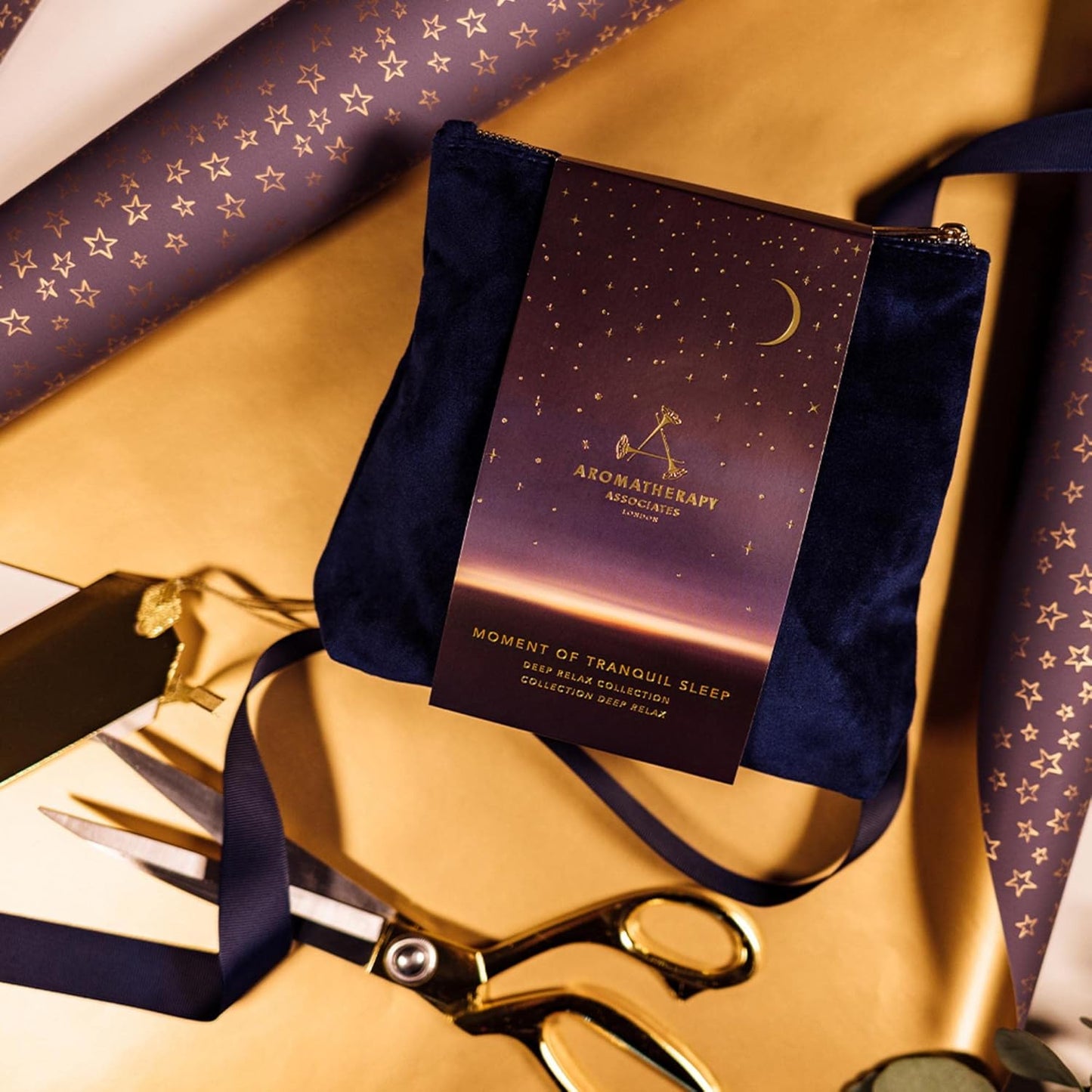 Aromatherapy Associates Moment of Tranquil Sleep. Luxurious Gift Set Includes Deep Relax Bath & Shower Oil, Sleep Mist, Candle Votive, Eye Mask and Lush Velvet Bag (1 Count)