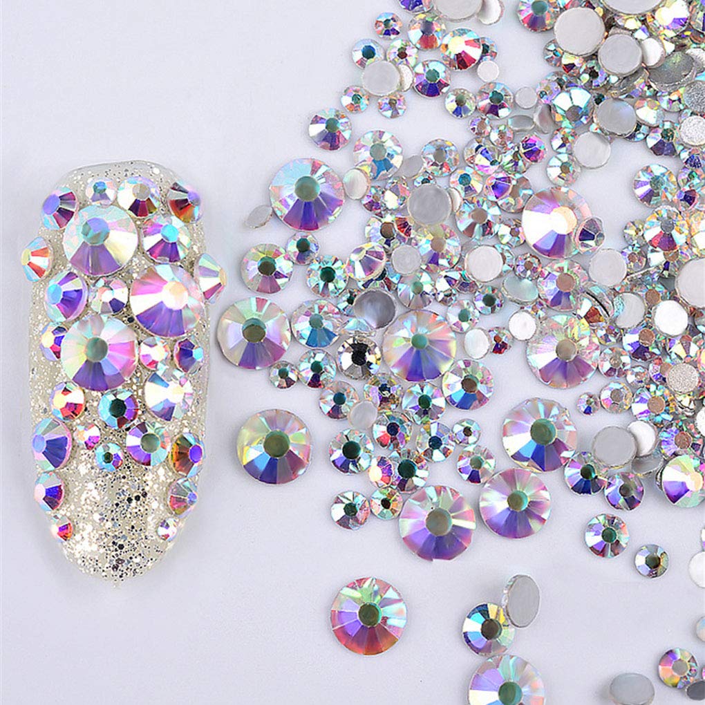 Rhinestones flat back gems round DIY decorative Nail Face and apparel accessories ss3-20 mix size(1440pcs crystal AB)