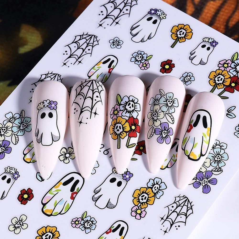 Nail Art Stickers3D Self-Adhesive Nails Art Decals Nails Supplies for Women Girls Manicure Decoration (Black)