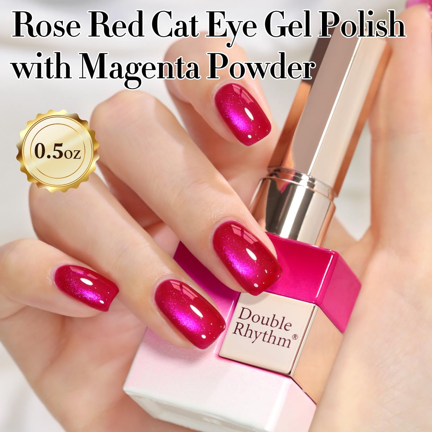 Double Rhythm 0.5 OZ Cat Eye Gel Polish with Magnet 15ML Holographic Glitter Shimmer Translucent Jelly Color Magnetic Gel Polish Salon DIY at Home (Pitaya Purple-MC1288)