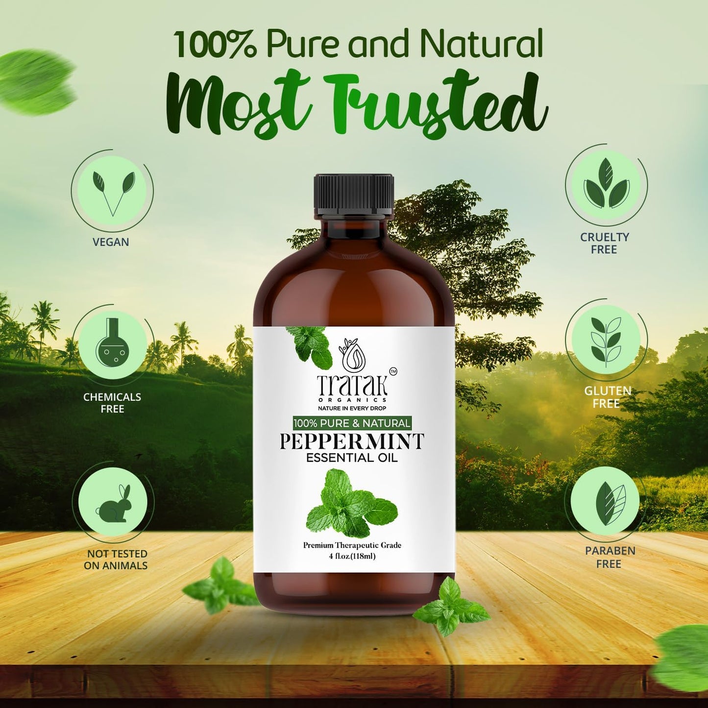 Peppermint Piperita Essential Oil – 4 Fl Oz – 100% Natural Piperita Oil - for Diffuser, Hair Care, Face, Skin Care, Aromatherapy, Scalp and Body Massage, Soap and Candle Making