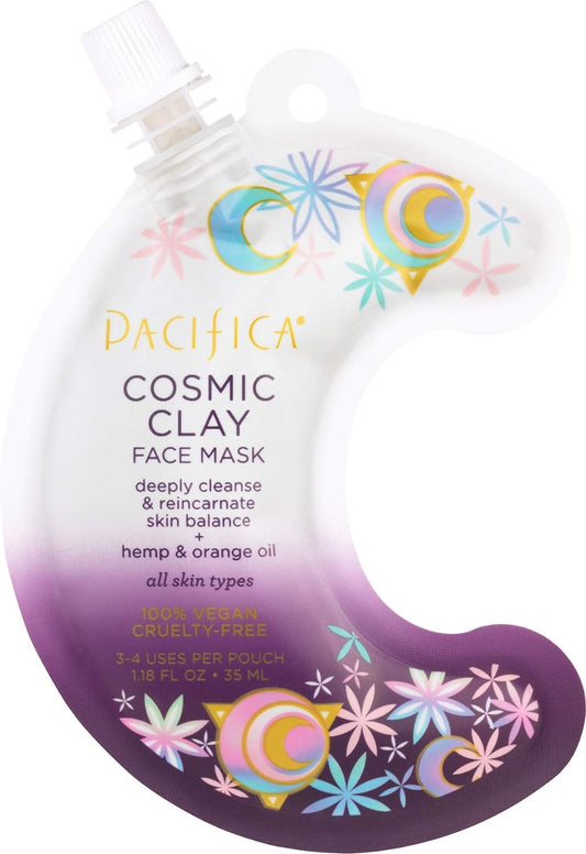 Pacifica Cosmic Clay Face Mask, Deep Cleansing Pore-Minimizer Clay Mask for Blemishes & Oily Skin, Skin-Balancing Detox Facial with Hemp, Acai & Orange Oil, Clean Beauty Vegan, 1.18 oz