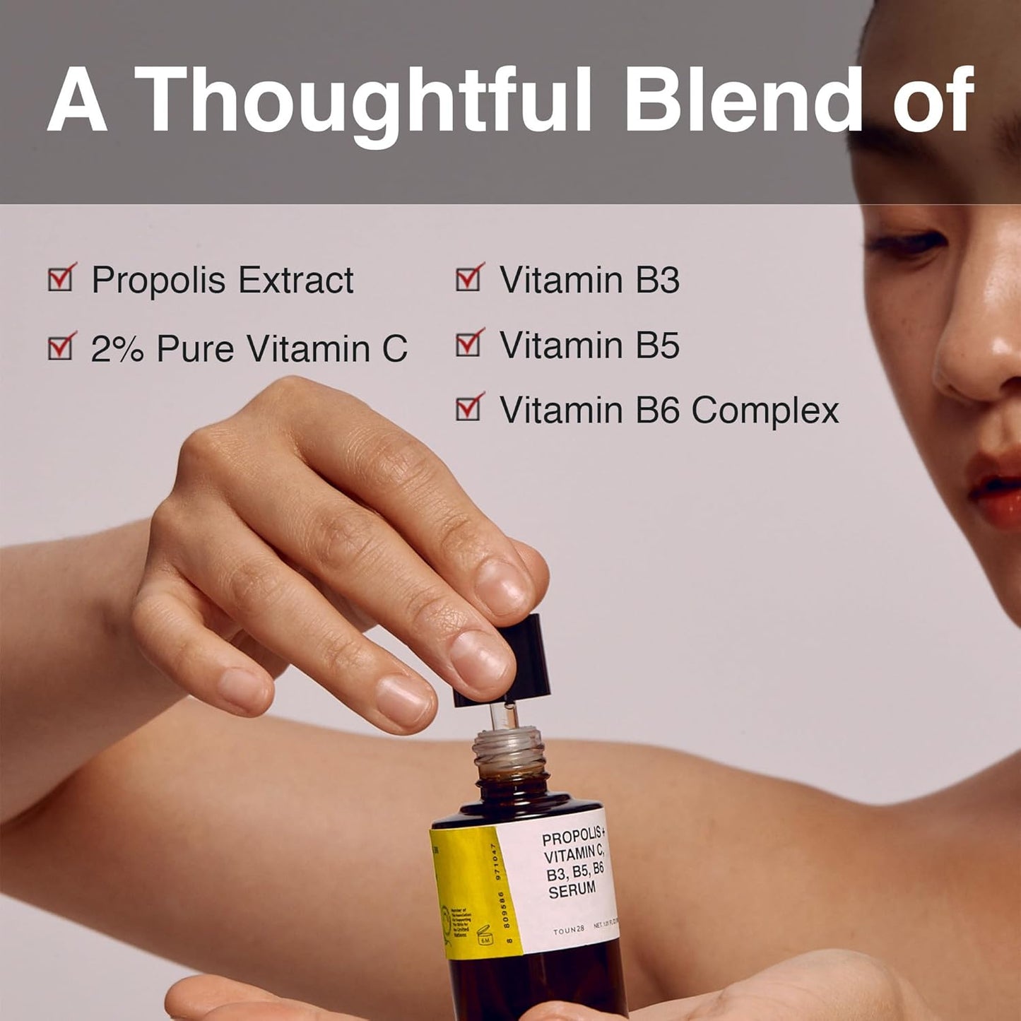 TOUN28 Propolis Vitamin C B3 B5 B6 Serum 1.01 fl.oz / 30ml | Nutrient Face Serum for Dry and Tired Skin | With Propolis and Pure Vitamin C | Allergen-free and Cruelty-free