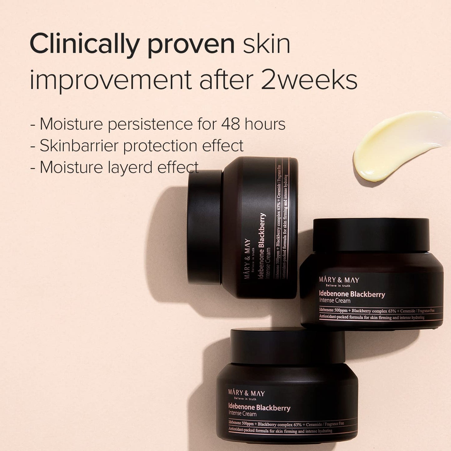 Mary&May Idebenone Blackberry Cream | Antioxidant Korean Moisturizer with 5 Ceramides & Hyaluronic Acid | Skin Barrier Repair & 48H Hydration | For All Skin Types (70g/2.46oz)