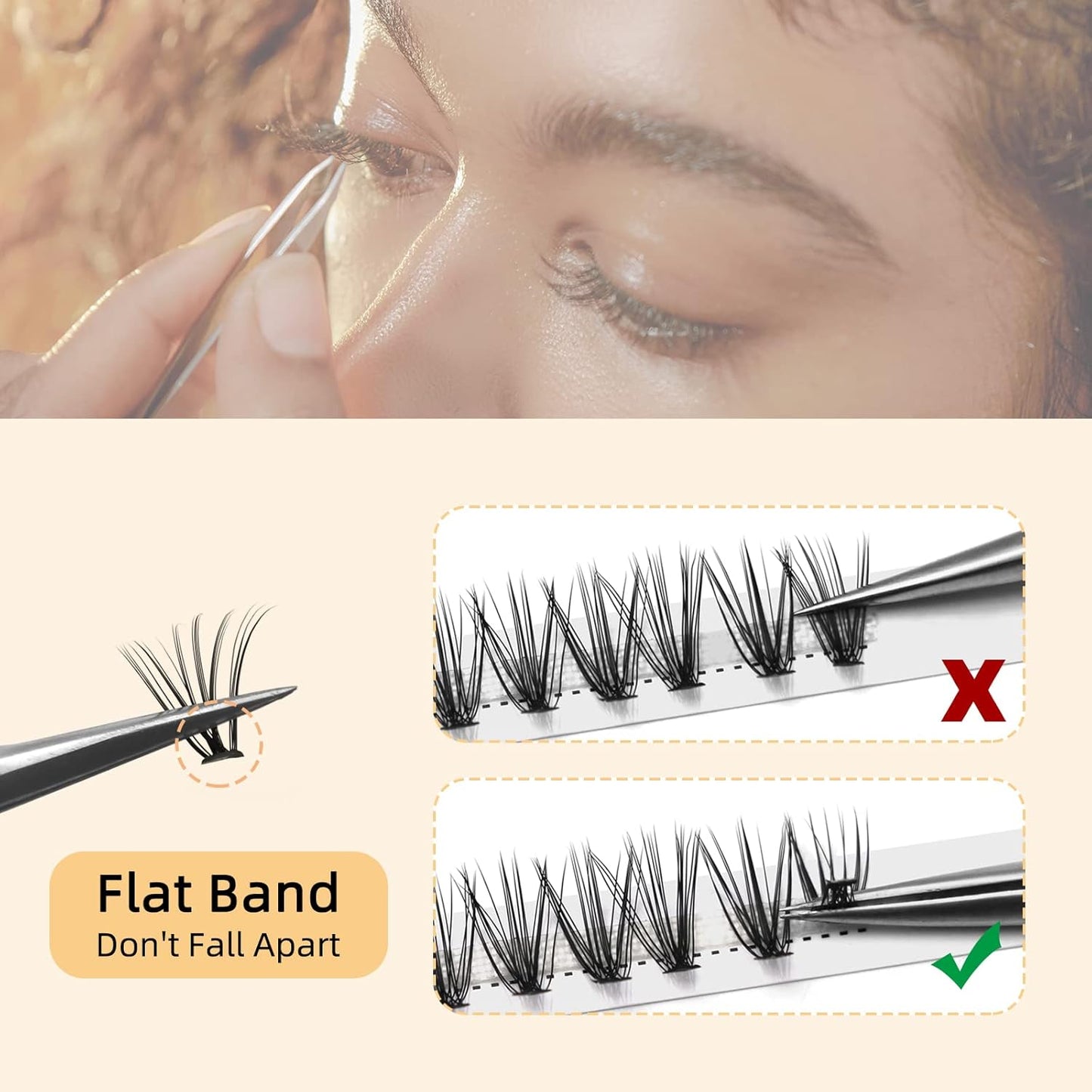 QUEWEL Cluster Lashes 240Pcs Individual Lashes 20D 0.07C Curl 14mm Knot-Free Lash Extensions Clusters Lashes Soft&Natural False Eyelashes Individual DIY Eyelash Extension at Home(20D 0.07C 14)