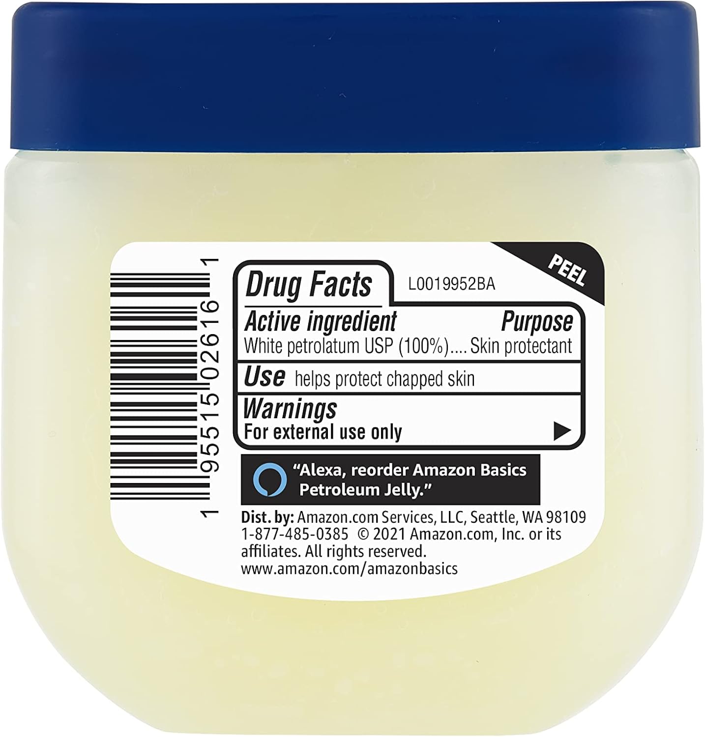 Amazon Basics Petroleum Jelly White Petrolatum Skin Protectant, Unscented, 3.75 oz, 1-Pack, (Previously Solimo)