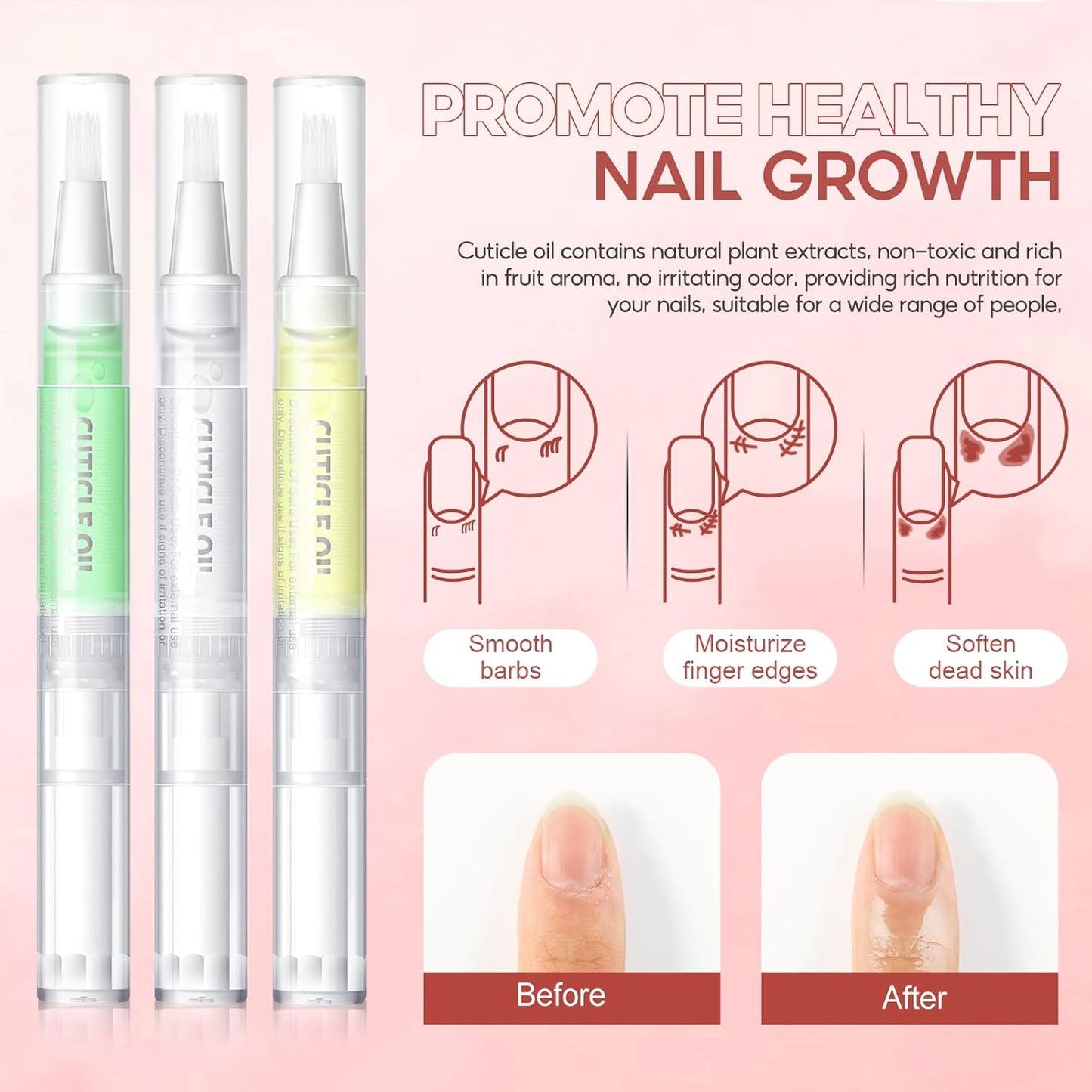 Peacecolor 16Pcs Cuticle Oil Pen for Nails Portable Nail Moist Nail Strengthener Nails Care Kit for Treatment Care Nail Softener and Strengthener