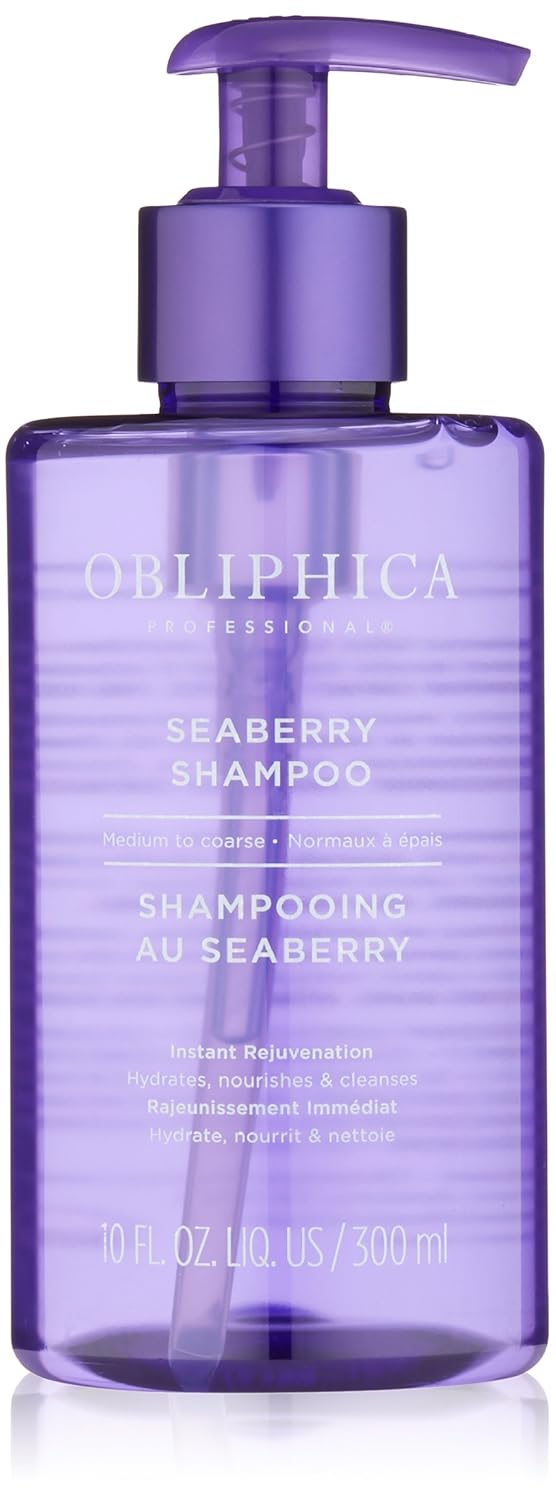 Obliphica Seaberry Shampoo for Fine to Medium Hair- Vitamins and Omegas for Frizz Free, Nourished, and Damaged Repaired Hair - Hair Mask & Treatment for Dry Hair and Growth - 10 Fl Oz