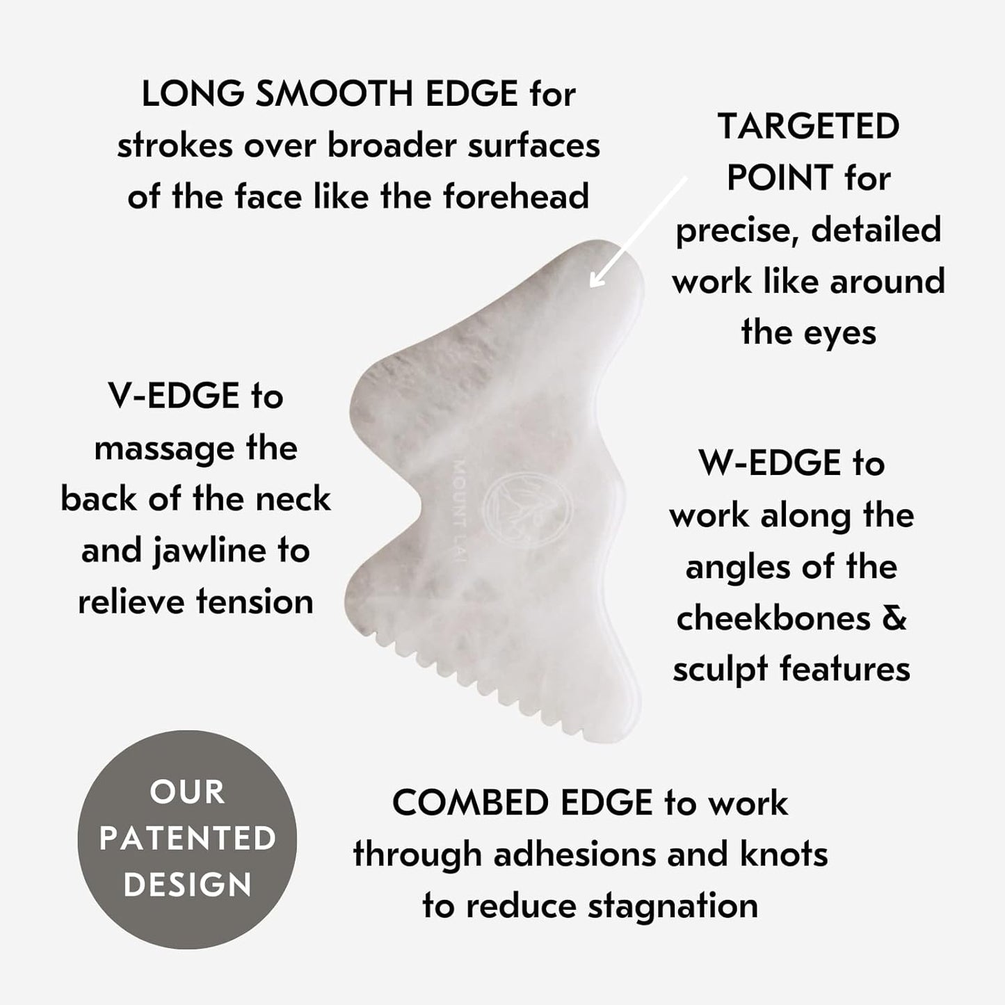 Mount Lai Vitality Qi White Jade Gua Sha Facial Tool – The Imperial Stone of Purity – Patented 5-Sided Professional Sculpting Tool for Lymphatic Drainage, Precision Contouring & Imperial Radiance