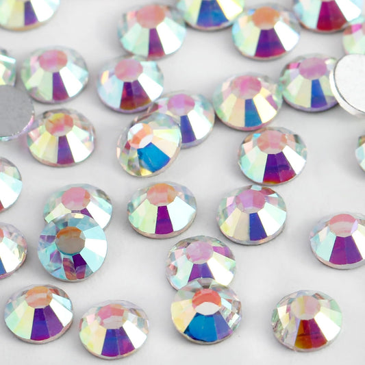 2000PCS SS16 Flatback Rhinestones | 12-Facet Diamond-Cut Glass Gems for Nail Art, Clothing, DIY Crafts |Glue-On Decoration Stones with Silver Backing(Crystal AB)