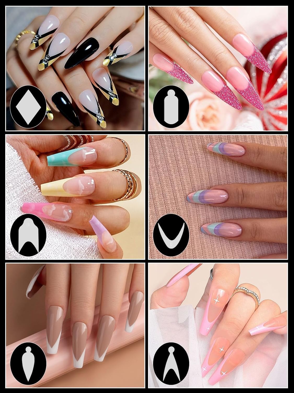 EBANKU 144PCS French Nail Forms Stickers Reusable Silicone Tip Stickers for Dual Nail Forms, Soft Manicure Stencil for Poly Gel Nail Mold