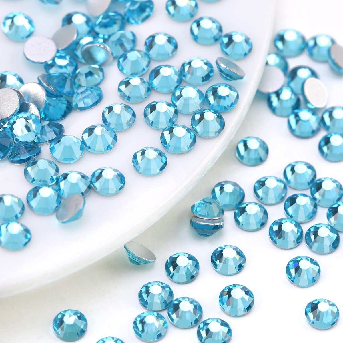 4080Pcs Aquamarine Nail Rhinestones Water Blue Stones for Nails Nail Charms K9 Glass Flatback Gems Lake Blue Round Diamonds jewels Crystals Charms Supplies for Nails Faces Eyes Makeup Crafts