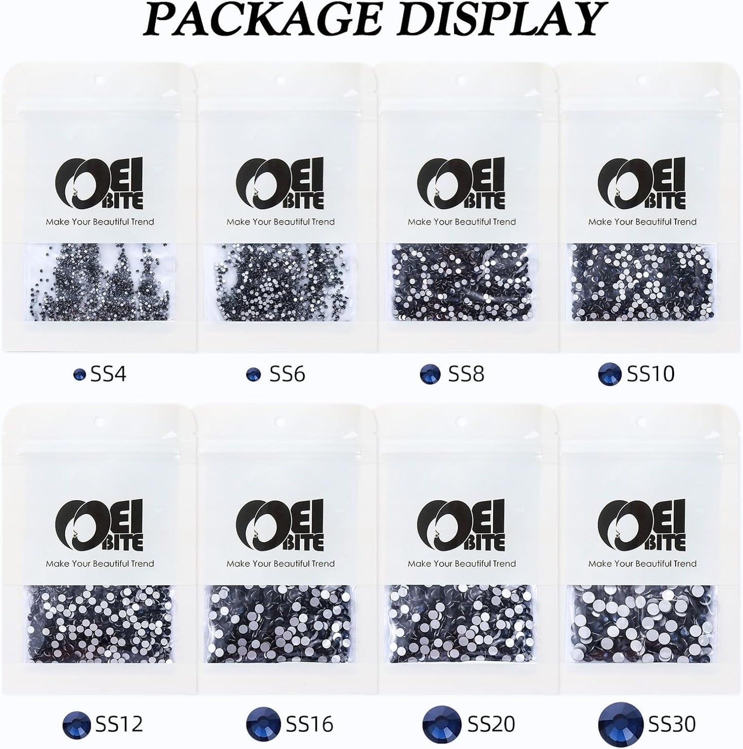 Montana Flatback Rhinestones, Glass Rhinestones for Nail Art and Craft, Glue Fix, Loose Crystal Gemstones(Montana, SS8, 1440pcs, 2.3-2.5mm)