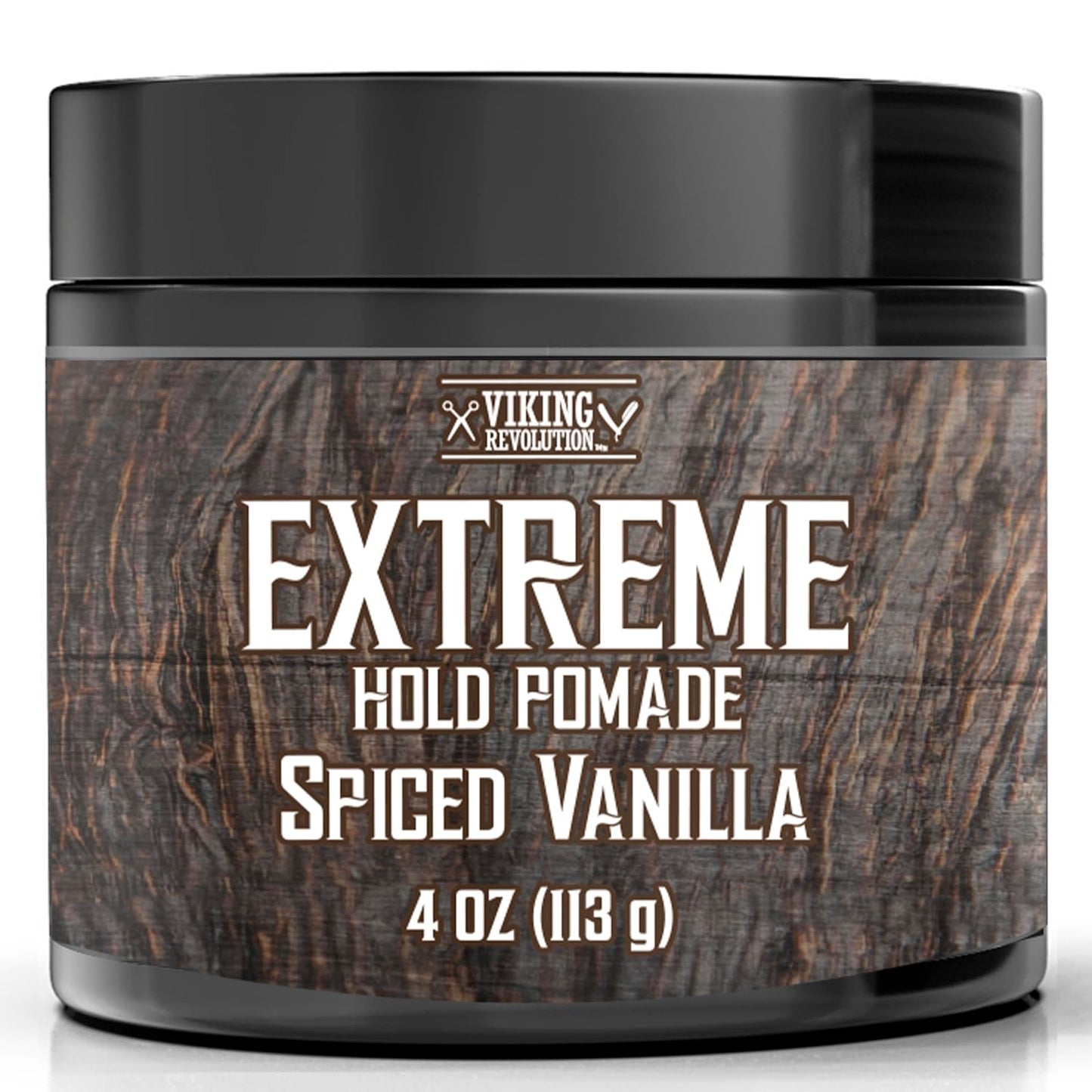Viking Revolution Spiced Vanilla Hair Pomade for Men - Extreme Hold Hair Gel for Men - Water Based - Extra Firm Mens Hair Pomade - High Shine Mens Hair Cream (4oz)