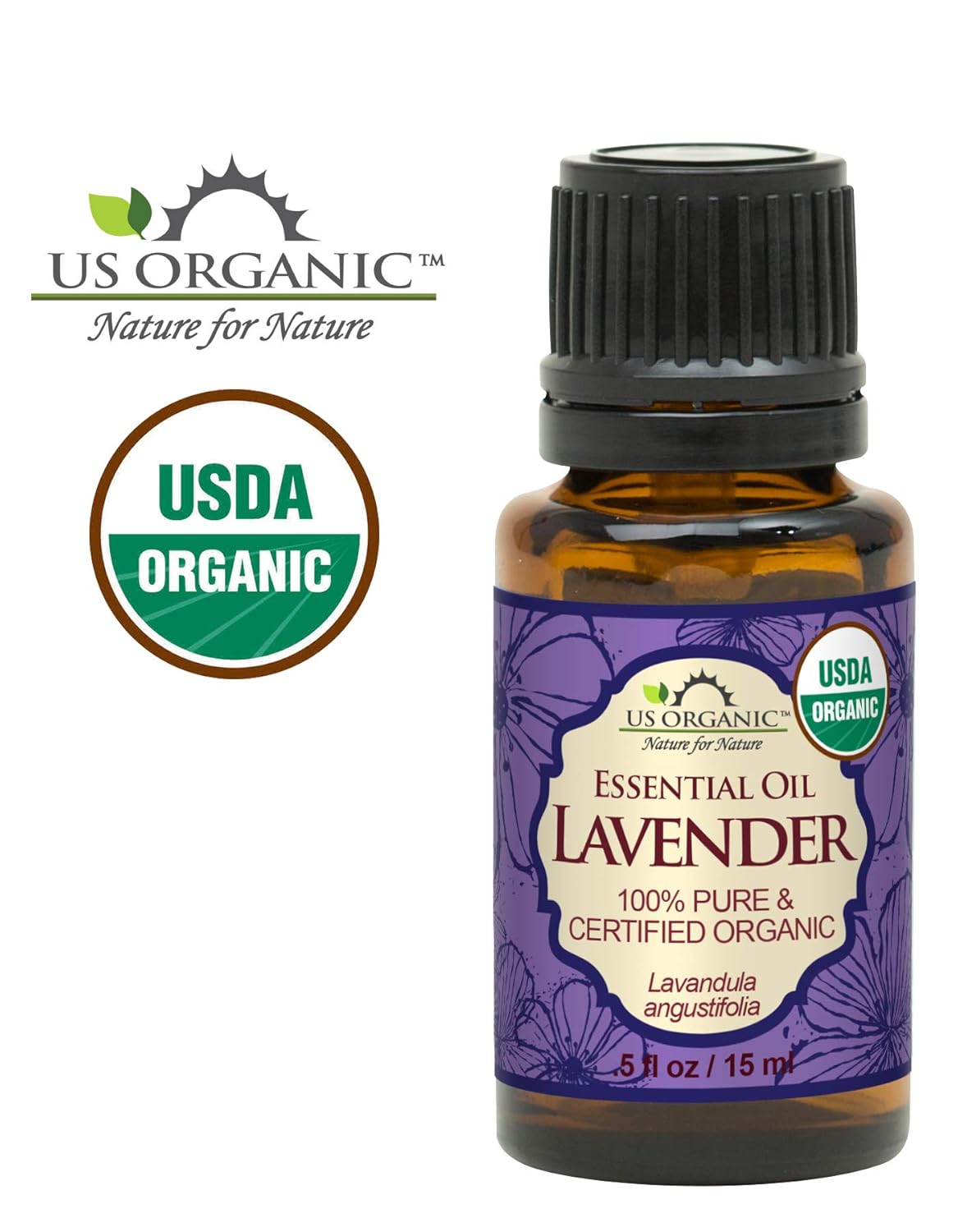 US Organic 100% Pure Lavender Essential Oil, Directly sourced from Bulgaria, USDA Certified Organic, Undiluted, for Diffuser, Humidifier, Massage, Skin, Hair Care, Non GMO, 15 ml