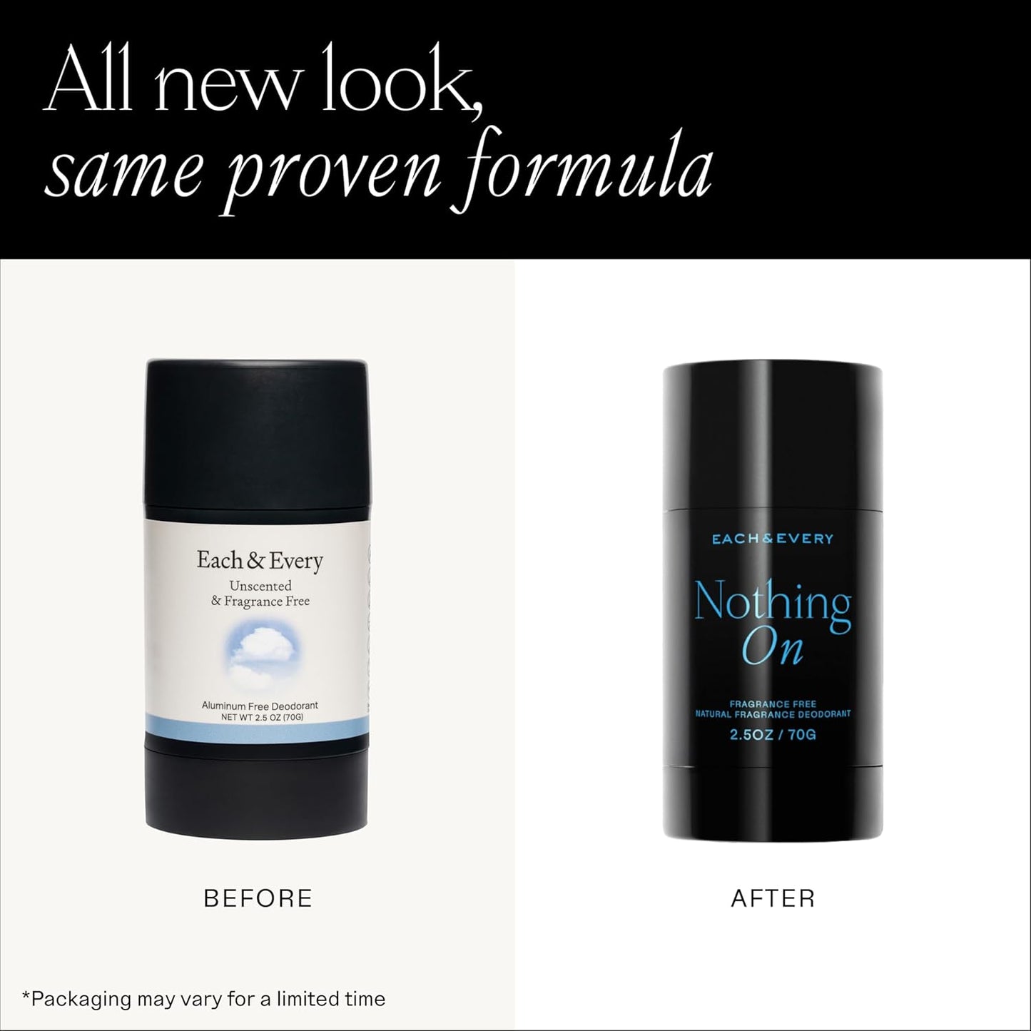 Each & Every Aluminum Free Deodorant for Men & Women, Unscented - Fragrance-Free All Natural Deodorant for Sensitive Skin, EWG Verified - Clean, Baking Soda-Free, Plant-Based Fragrance - 2.5oz, 2 Pack