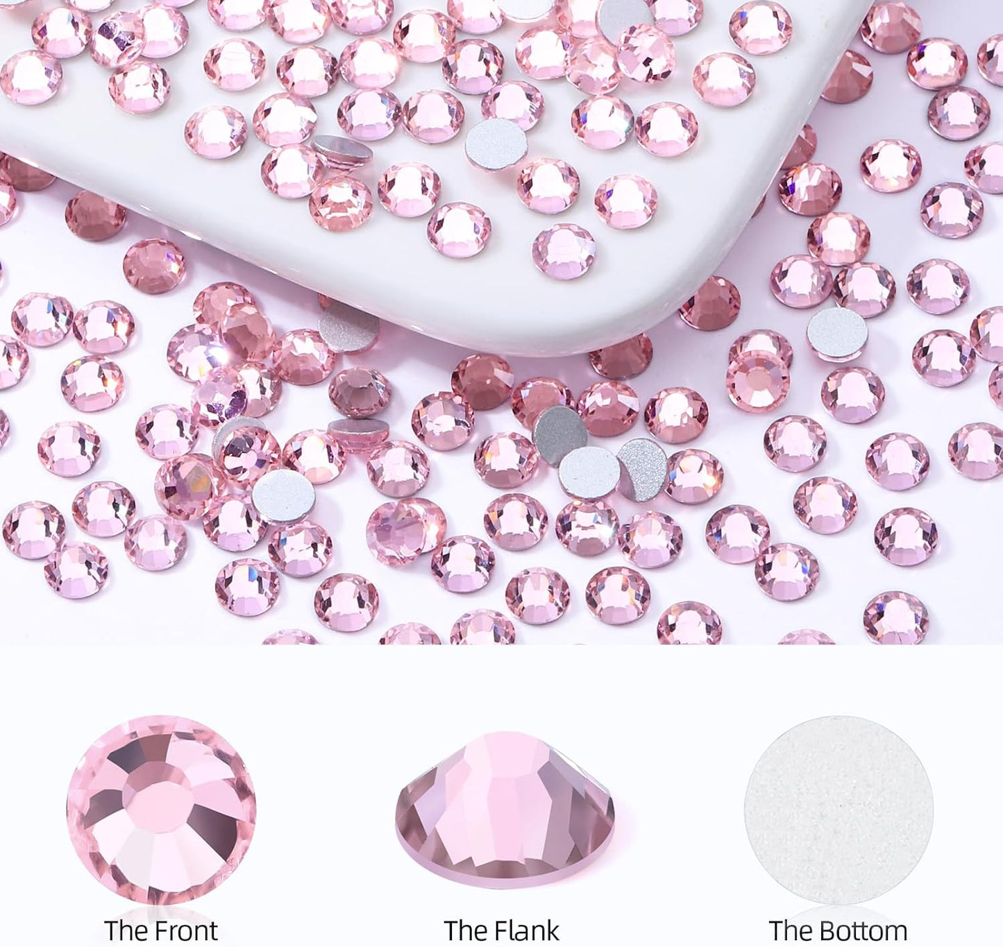 Pink Flatback Rhinestones, Glass Rhinestones for Nail Art and Craft, Glue Fix, Loose Crystal Gemstones(Pink, SS20, 2880pcs, 4.6-4.8mm)