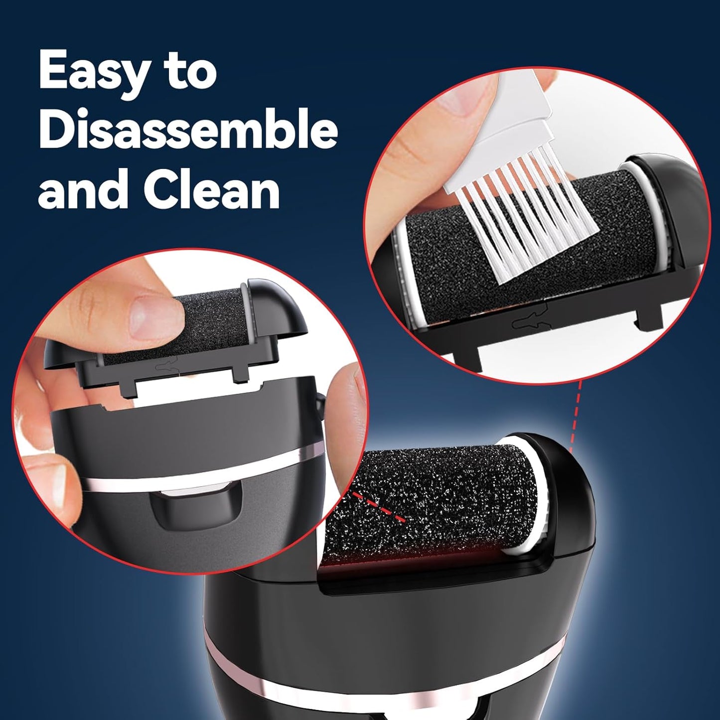 Rechargeable Electric Callus Remover for Feet with 6 Roller Heads, Dual-Speed Foot File, Waterproof Pedicure Kit 20 in 1 for Smooth Skin and Foot Spa