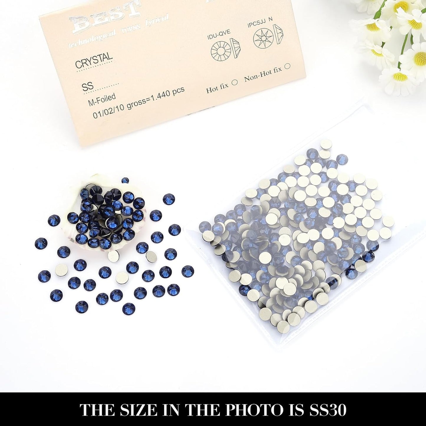 Novani Montana Rhinestones 288pcs Flat Back Round Rhinestone Style 2088 Sparkly Crystal Gemstones for Nail Art and Crafting SS30,6.4-6.6mm