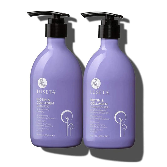 Luseta Biotin Shampoo and Conditioner for Hair - Thickening Shampoo for Thinning Hair- Infused with Argan Oil to Damaged Dry Hair - Sulfate Free Paraben Free-2 x 16.9 fl oz