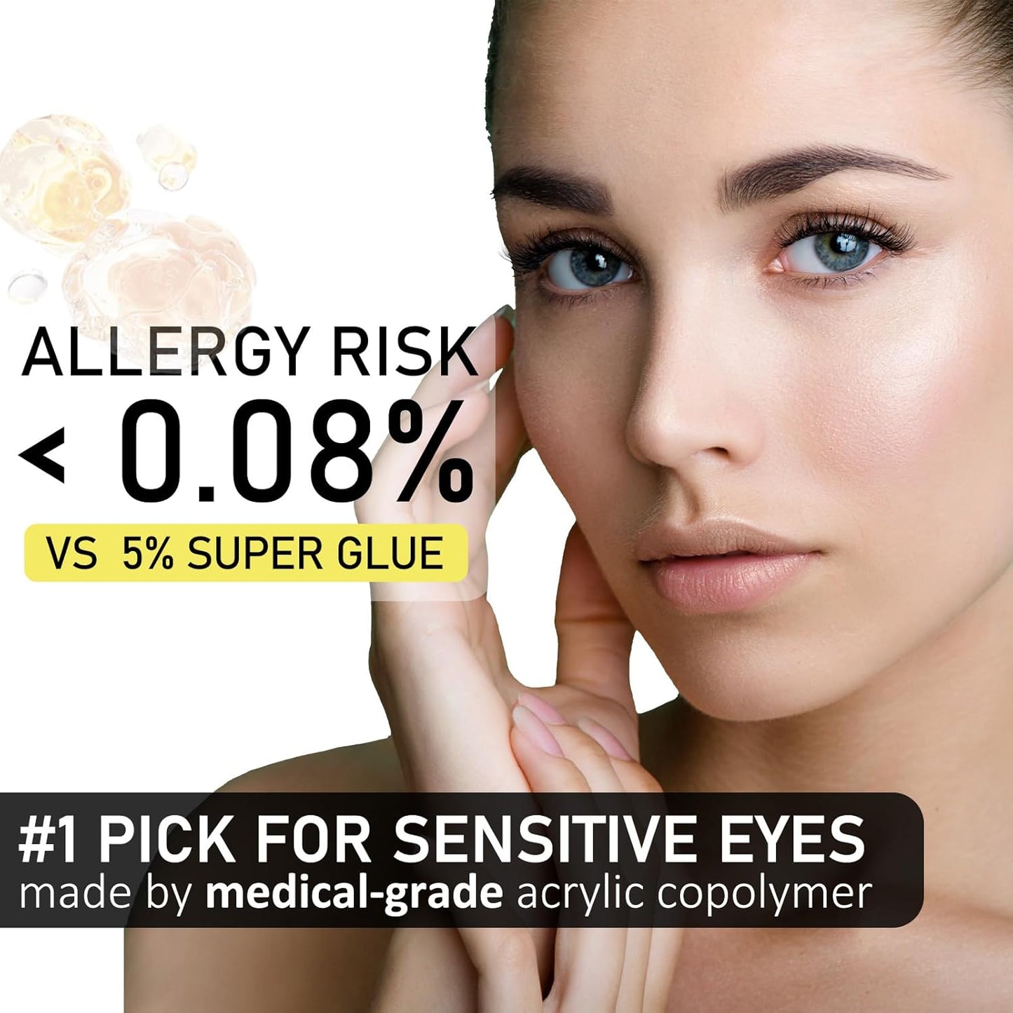 Lash Glue Kit (2 Black Glue 1 Remover) 150Hours Waterproof Bond & Seal Adhesive for Cluster Strip & Individual Lashes, Hypoallergenic Gentle Formula for Sensitive Eyes, Easy to Remove