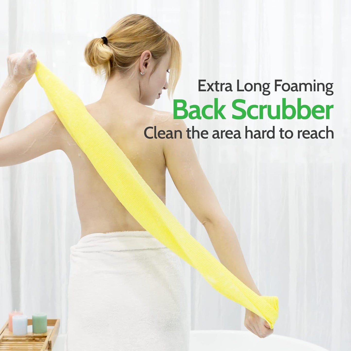 Modu 3 PCS Long Exfoliating Washcloth - African Bath Net Sponge Loofah Japanese Washcloth Body & Back Scrubber for Shower, Deep Cleansing (Sky Blue, Yellow, Green)