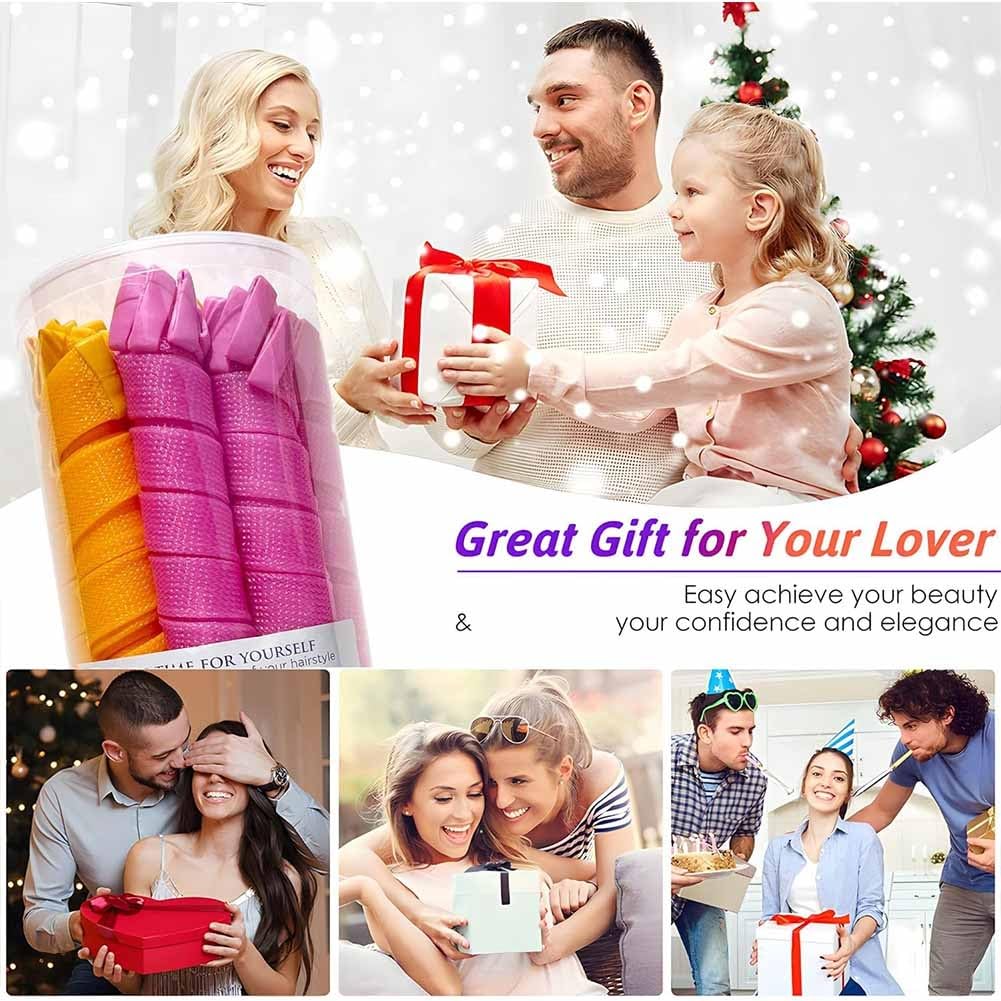 Heatless Hair Curling Set Magic No Heat Spiral Hair Curls Portable DIY Rollers Styling Kit Durable Beauty Makeup(30pcs*17.7in)