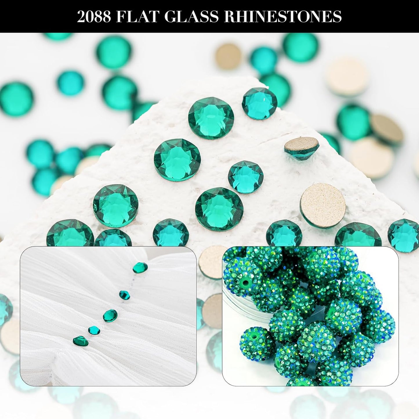 Novani Green Zircon Rhinestones 1440pcs Flat Back Round Rhinestone Style 2088 Sparkly Crystal Gemstones for Nail Art and Crafting SS16,3.8-4.0mm