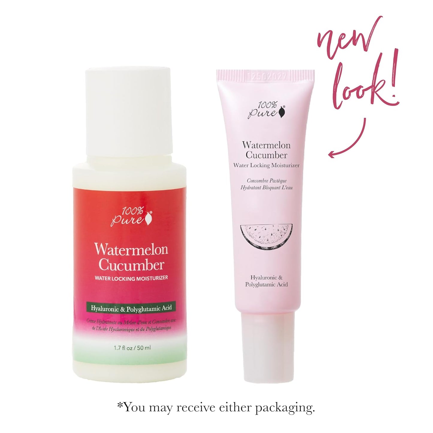 100% PURE Watermelon Cucumber Water Locking Moisturizer Natural Facial Hydration Boost with Hyaluronic Acid Replenishing Anti Aging Face Cream & Quenching Dry Skin Care Vegan - 1.4 fl oz