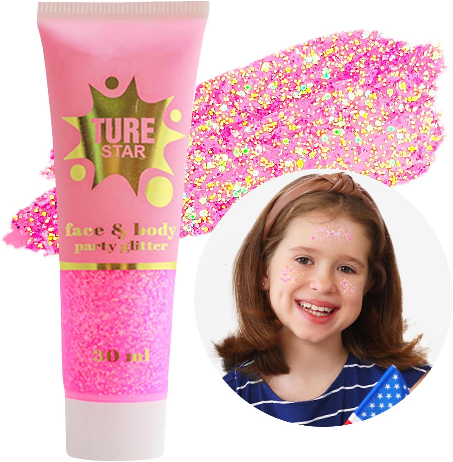 Go Ho Chameleon Rose Pink Body Glitter Gel,Color Changing Rose Pink Face Glitter,Holographic Fine Chunky Sequins Glitters,Reflective Sparkly Festival Rave Accessories