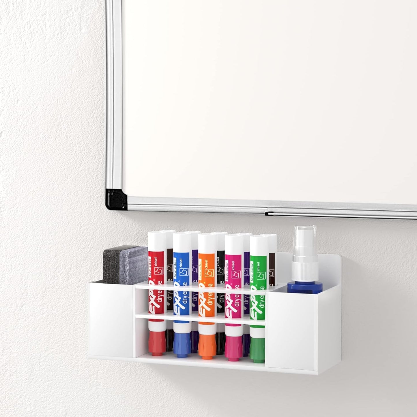 HBlife Acrylic Magnetic Dry Erase Marker Holder for Whiteboard, Wall Mount 10 Slots Magnet Pen Pencil Holder for Fridge Refrigerator, Locker Organizer Accessories for School Classroom Office, White