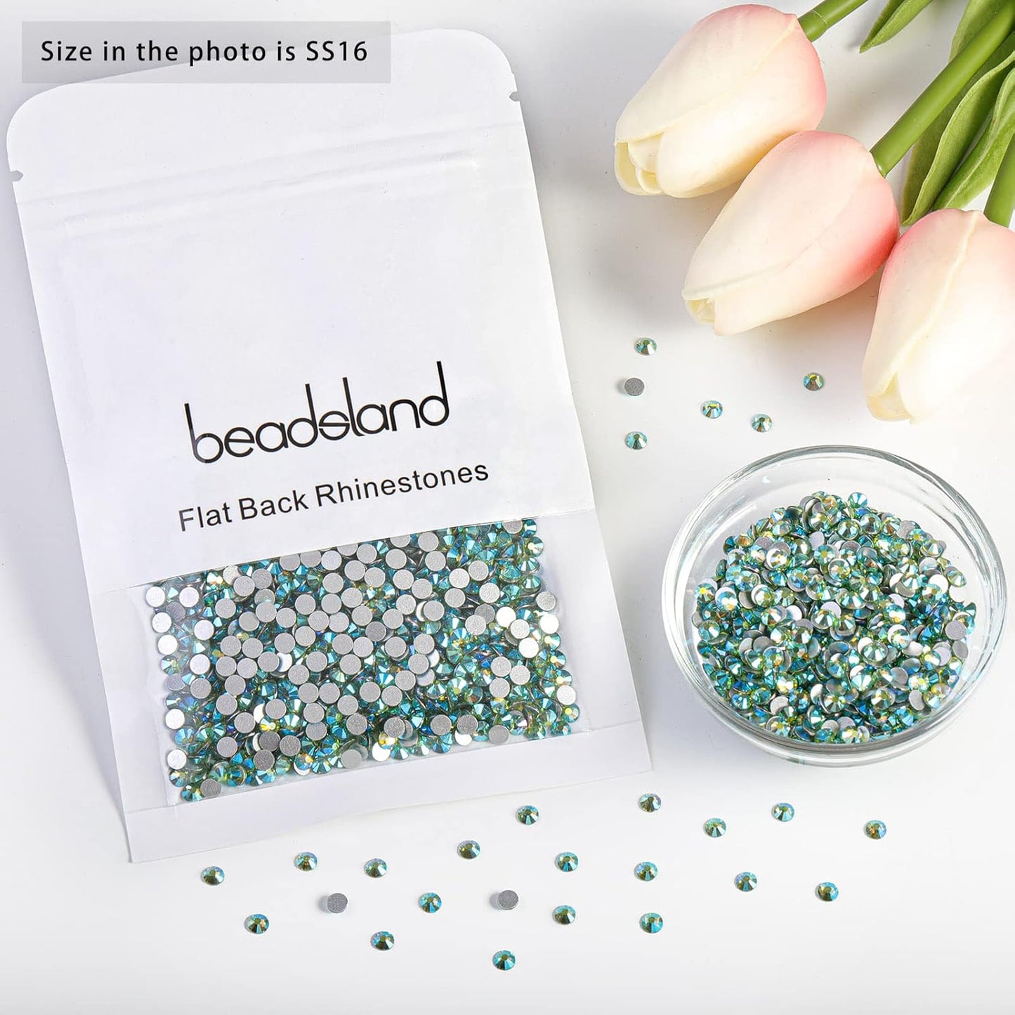 Beadsland 1440 Pieces Flat Back Crystal Rhinestones Round Gems,Peridot AB,SS16,3.8-4.0mm