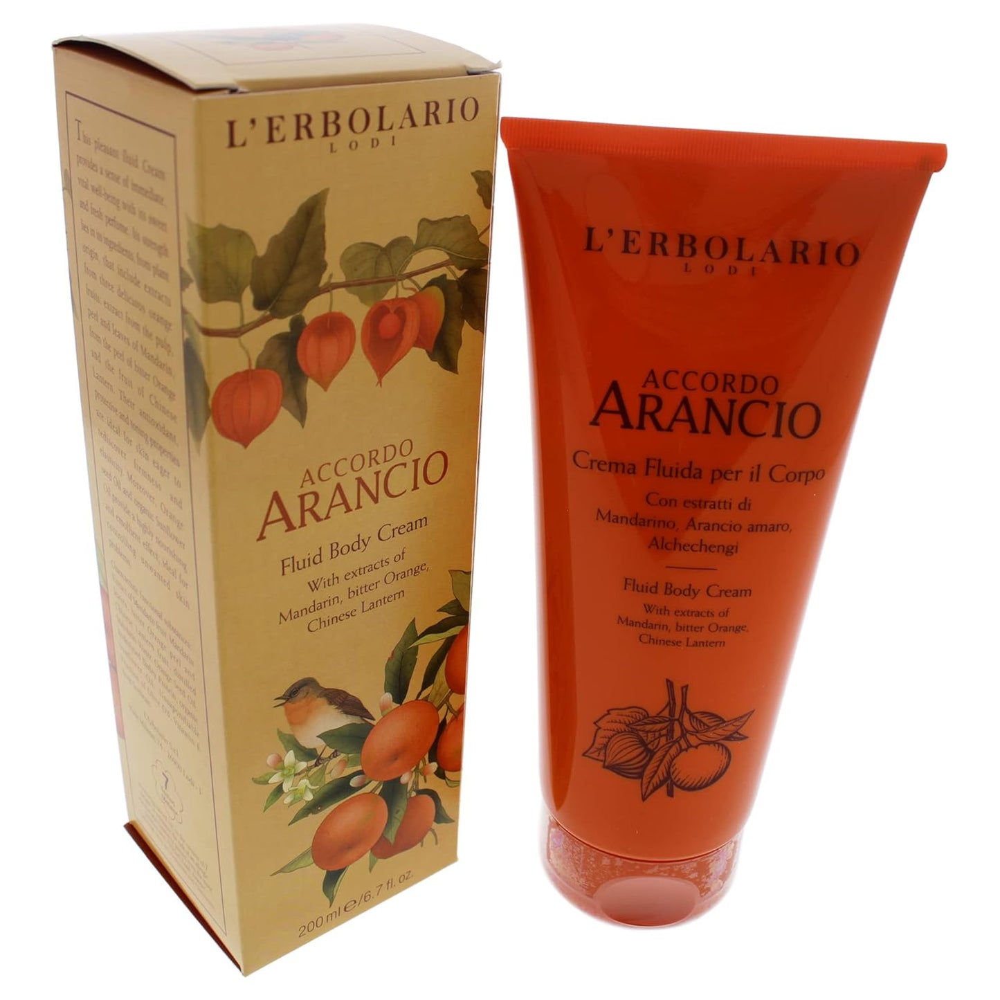 L'Erbolario Fluid Body Cream - Hydrating Body Butter for Dry Skin with Sunflower Oil - Skin Care for Elasticity, Firmness - Accordo Arancio - 6.7 oz