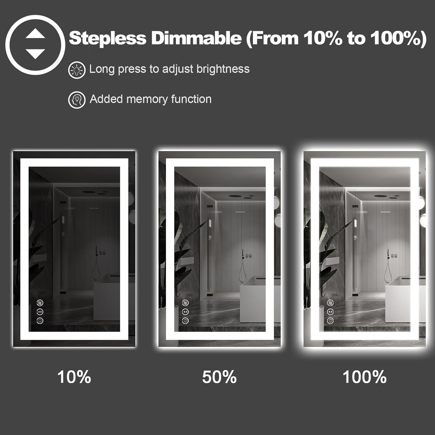 Amorho LED Bathroom Mirror 48''X40'' with Front and Backlit, Stepless Dimmable Wall Mirrors with Anti-Fog, Shatter-Proof, Memory, 3 Colors, Double LED Vanity Mirror, ETL Listed