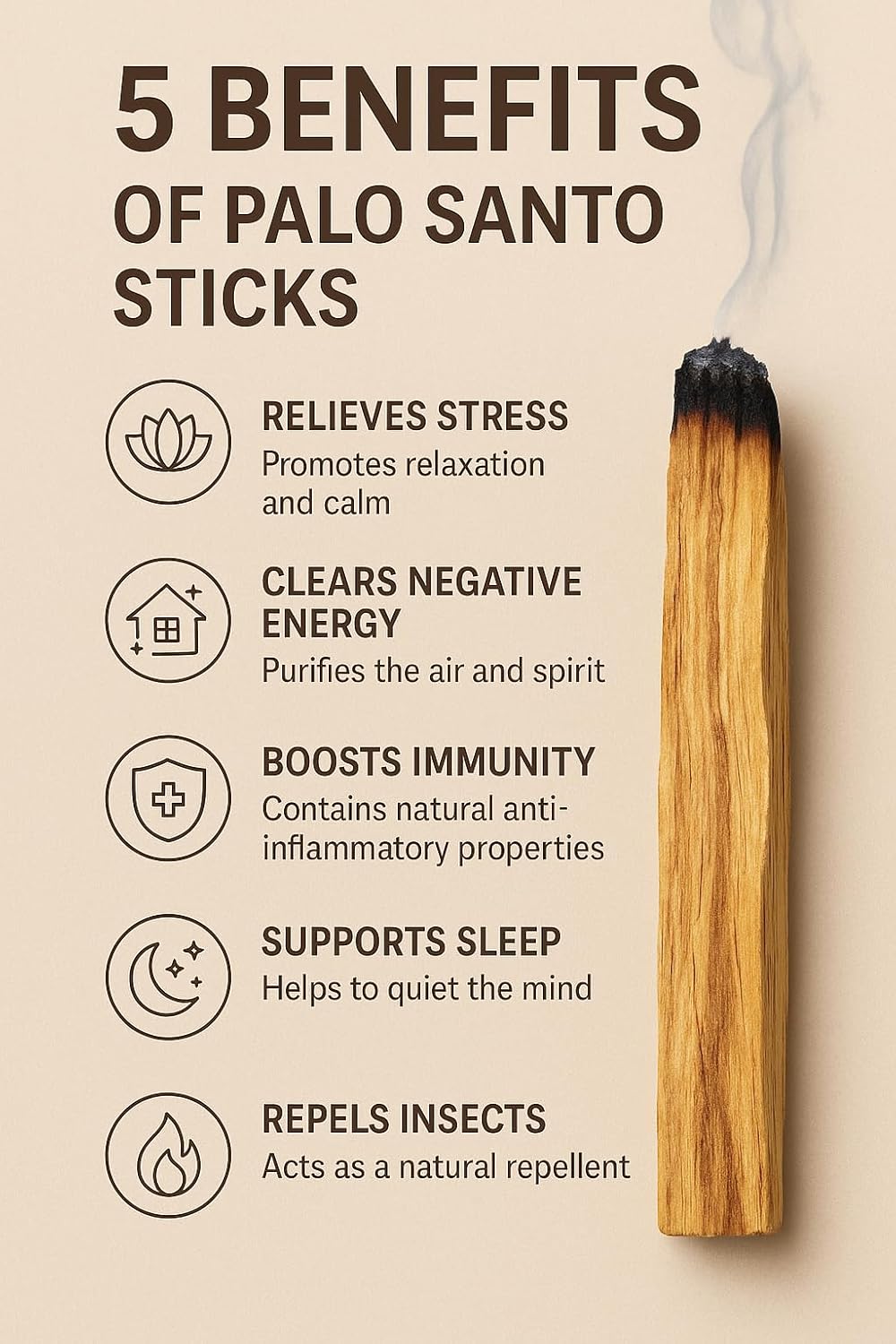 Pachamama Essentials Palo Santo Incense Sticks (4.0 inches Each) 100% Natural and Sustainable, Wild Harvested, for Smudging, Purifying, Energy Cleansing, Meditating, Yoga, Reiki. (5)