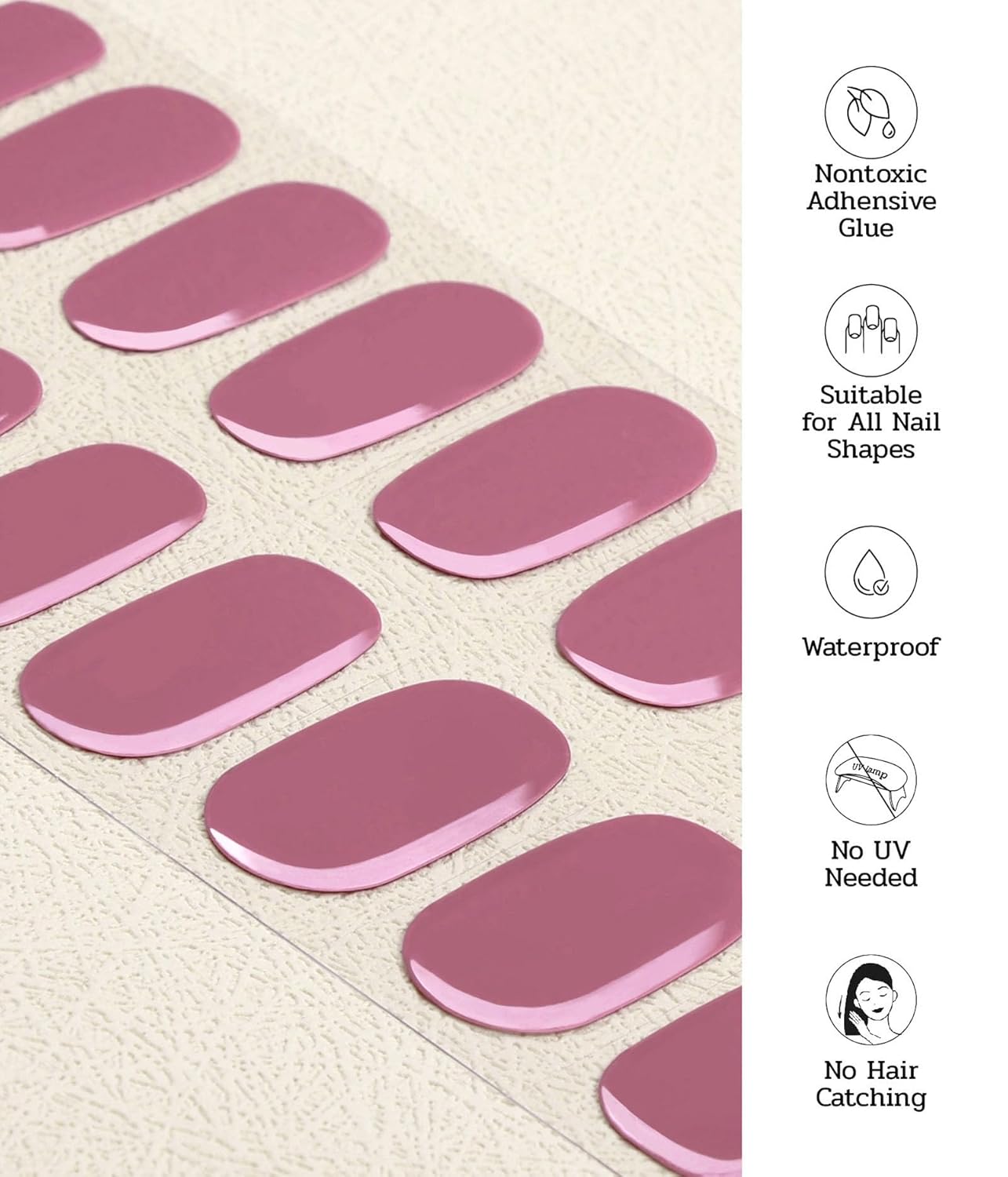 Nail Polish Strips - 22 Pcs Salon Quality Gel Nail Stickers - Long Lasting Wraps (Drama Queen Jam Pink)