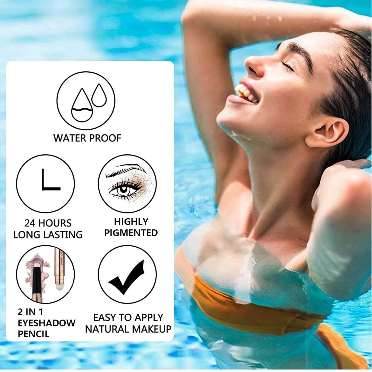 2 in 1 Cream Eyeshadow Stick, Shimmer Smooth Eyeshadow Pencil, Hypoallergenic Waterproof Long Lasting Eye Shadow Highlighter Stick Create High-Impact Multi-Dimensional Eyes Look(Champagne Shimmer #04)