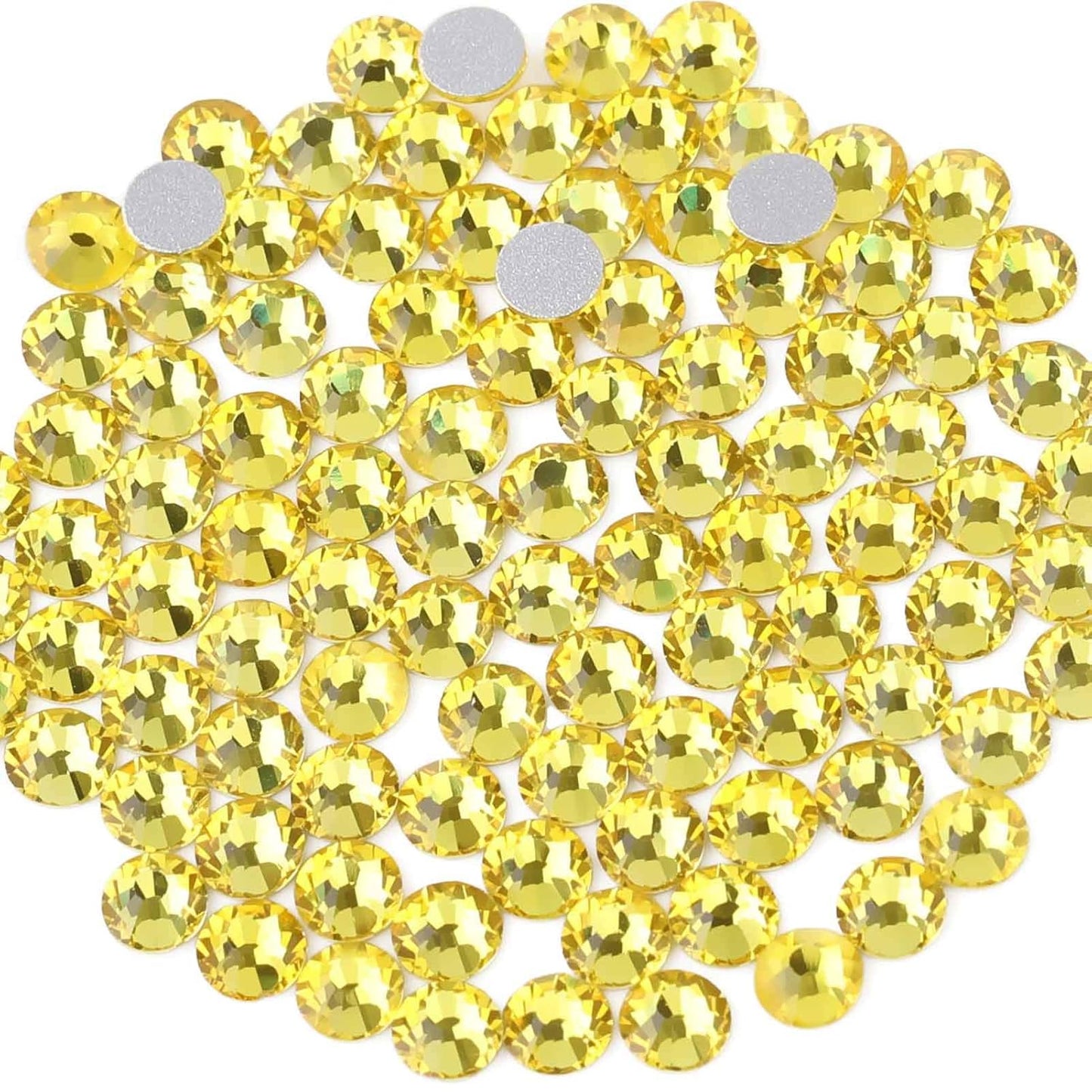 beadsland Flat Back Crystal Rhinestones Round Gems, Lemon Yellow (6.4-6.6mm) SS30/288pcs