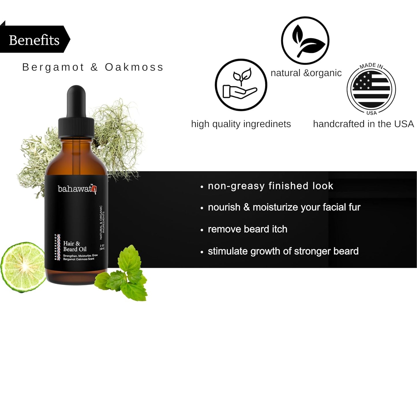 Premium Beard Oil Conditioner & Softener - Barbershop - 2 ounce - Beard Itch and Dry Skin Relief - Handcrafted from Natural Ingredients - Made in the USA